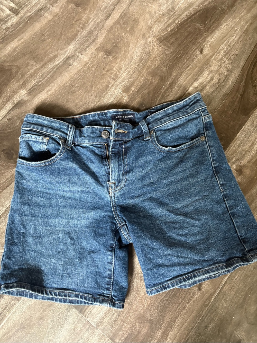 Lucky Brand Medium Blue Denim Shorts with Classic Five-Pocket Styling